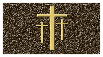 138 DA25 517 GD RK BZ Gold 3 Crosses Rock Bronze Background